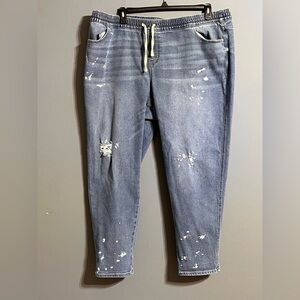 Lane Bryant size 20W pull on splatter straight leg denim jeans